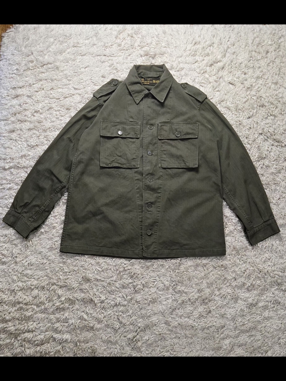 VTG 1968 Dutch KL HBT Fatigue Shirt L